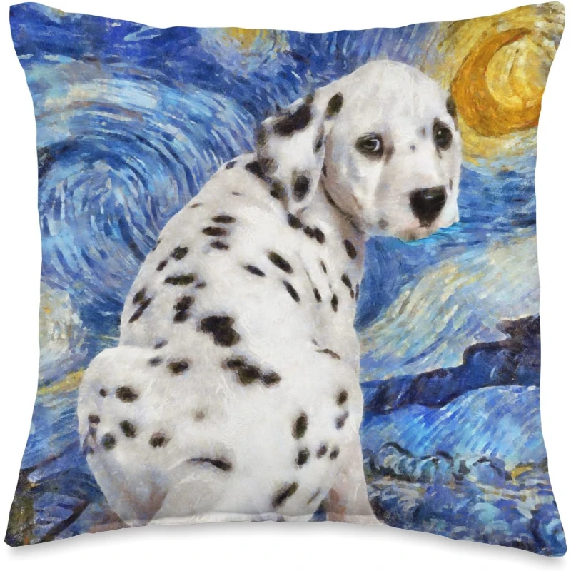 Starry Night Dotted Puppy Dalmatian Dog Painting Dog Lovers Starry Night Cute Animals...
