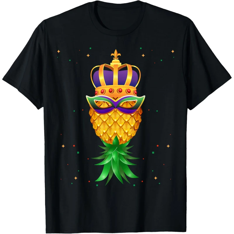 Mardi Gras Queen Mask Swinger Upside Down Pineapple Tee | Mardi Gras Gift for Couples