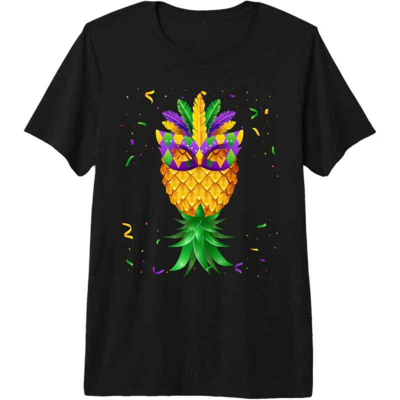 Mardi Gras Masquerade Mask Swinger Upside Down Pineapple Premium Tee | Mardi Gras Gif...