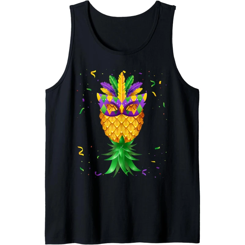 Mardi Gras Masquerade Mask Swinger Upside Down Pineapple Tank Top | Mardi Gras Gift f...