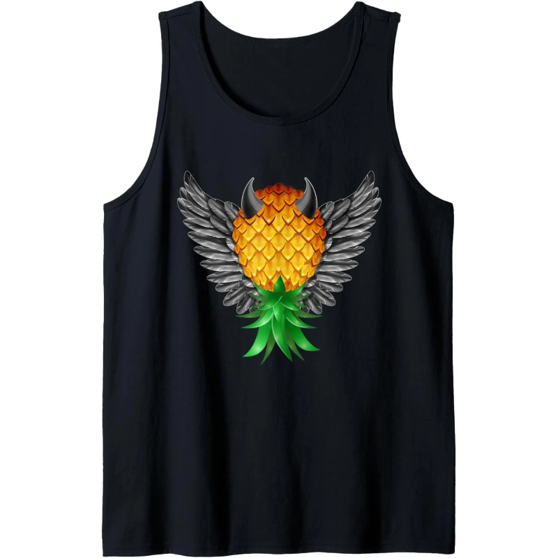 Swinger Upside Down Bad Pineapple Black Devil Horn Wings Tank Top | Halloween Gift fo...
