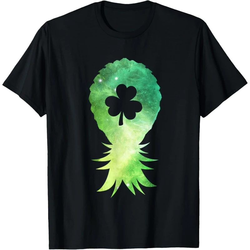 Galaxy Upside Down Pineapple St Patricks Day Lucky Shamrock Tee | St. Patrick's Day G...
