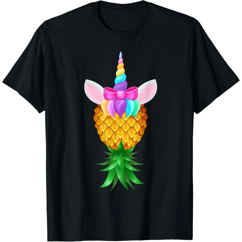 Swinger Upside Down Pineapple Magical Unicorn Rainbow Head Tee | Halloween Gift for C...