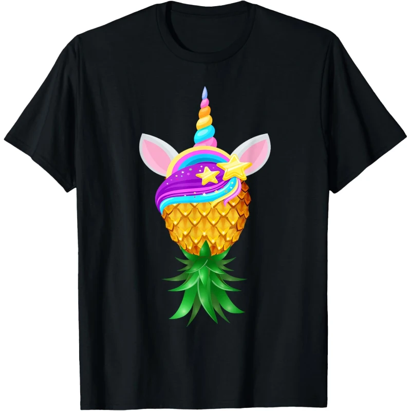 Swinger Upside Down Pineapple Magical Unicorn Head Tee | Halloween Gift for Couples