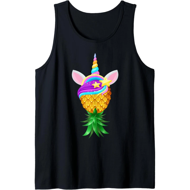Swinger Upside Down Pineapple Magical Unicorn Head Tank Top | Halloween Gift for Couples