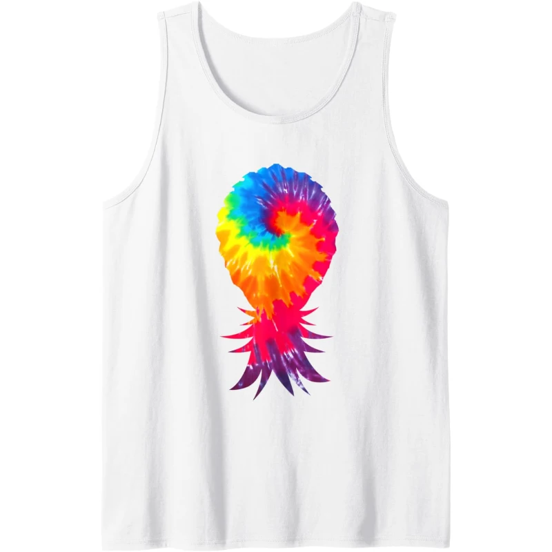Colorful Tie Dye Swinger Upside Down Pineapple Tank Top Gift for Couples