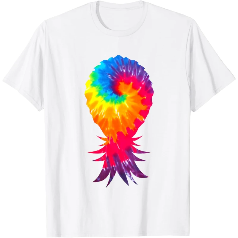 Colorful Tie Dye Swinger Upside Down Pineapple Tee Gift for Couples