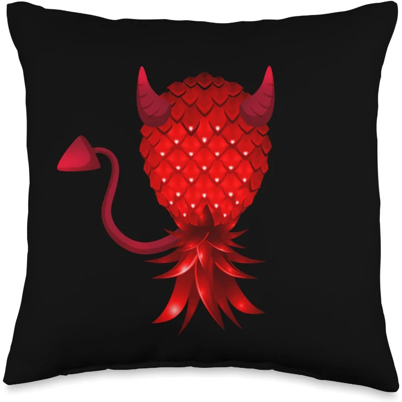 Swinger Upside Down Bad Pineapple Devil Horn Throw Pillow | Halloween Gift for Couples