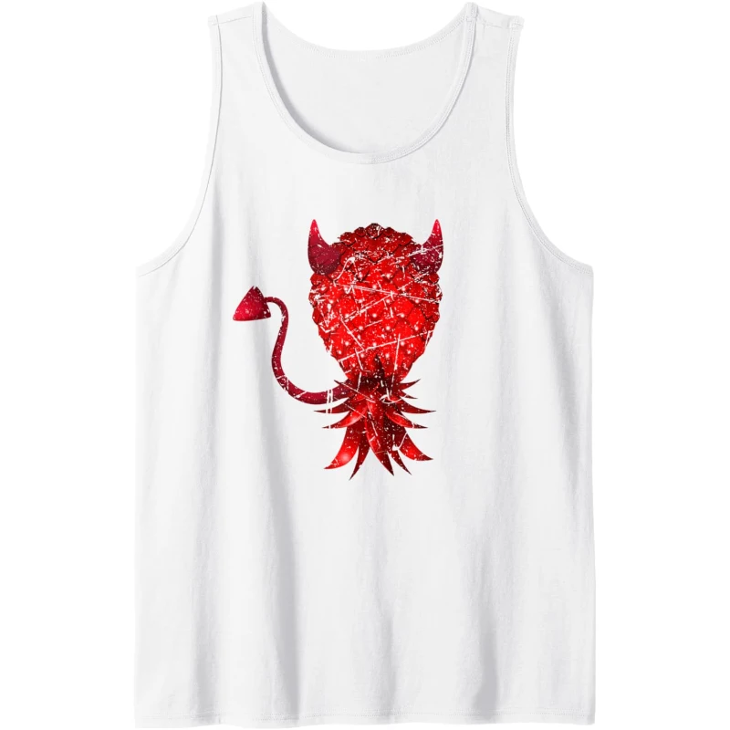 Swinger Upside Down Bad Distress Pineapple Devil Horn Tank Top | Halloween Gift for C...