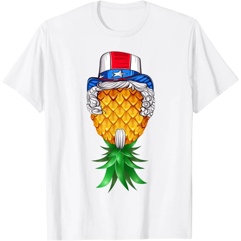 4th of July Swinger Upside Down Pineapple Uncle Sam Hat Tee Gift for Couples