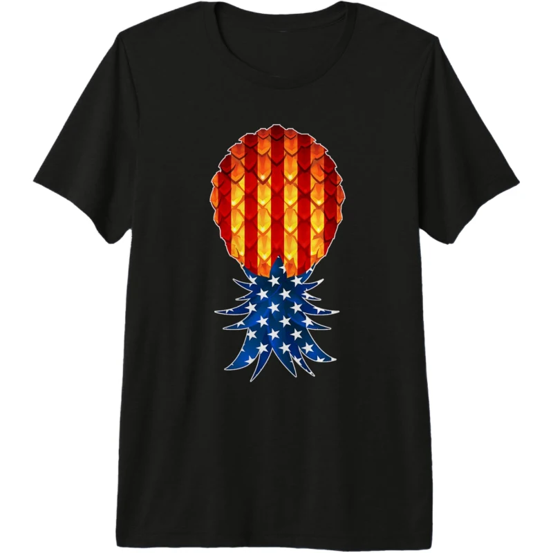 Swinger Upside Down Pineapple USA Flag 4th of July Premium Tee Gift for Couples