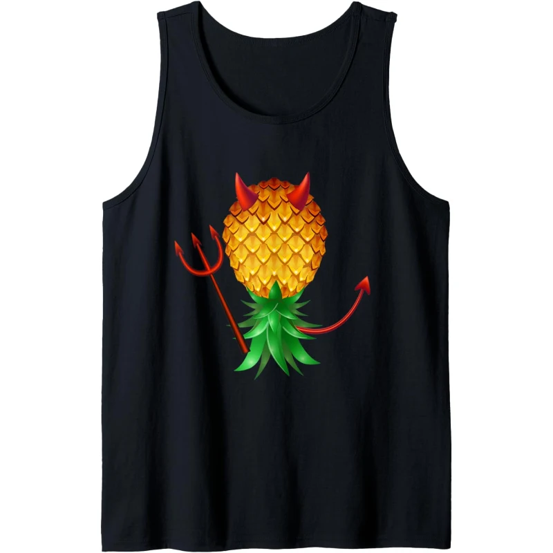 Swinger Upside Down Evil Pineapple Devil Horn with Fork Tank Top | Halloween Gift for...