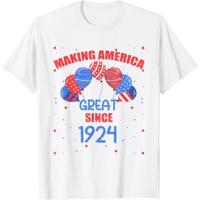 Making America Great Since 1924 Birthday American Flag Funny Tee Birthday Gift