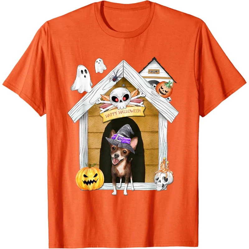 Halloween Chihuahua Dog Witch Haunted House Tee | Halloween Gift for Lovers