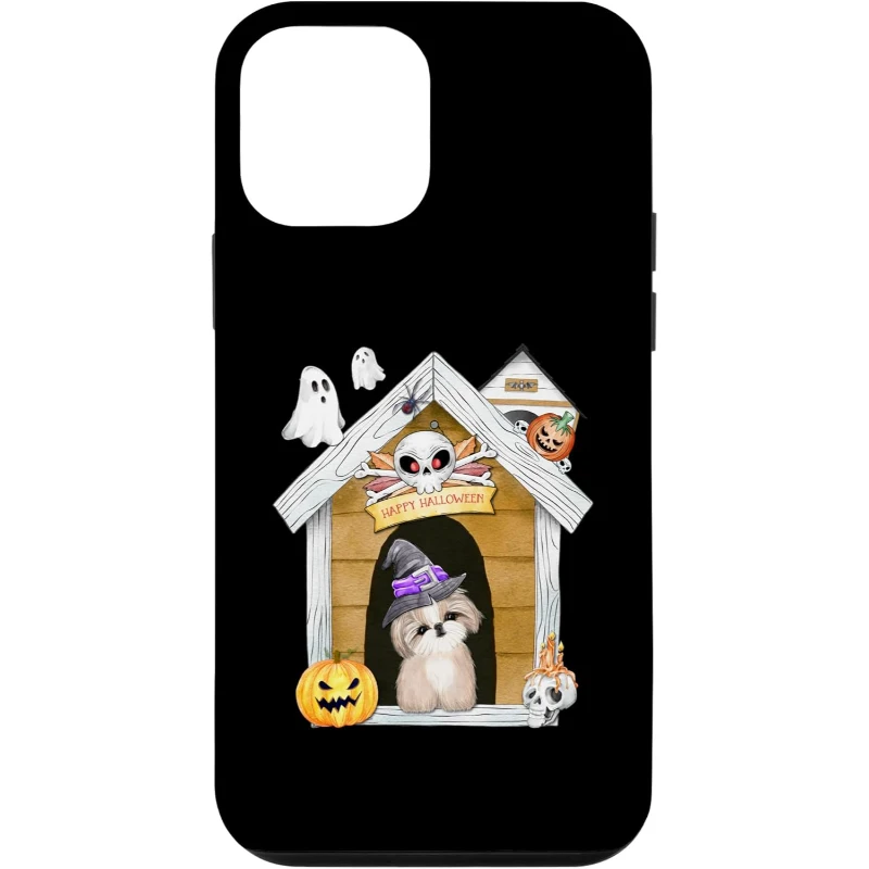 Halloween Shih Tzu Dog Witch Haunted House iPhone Case | Halloween Gift for Lovers