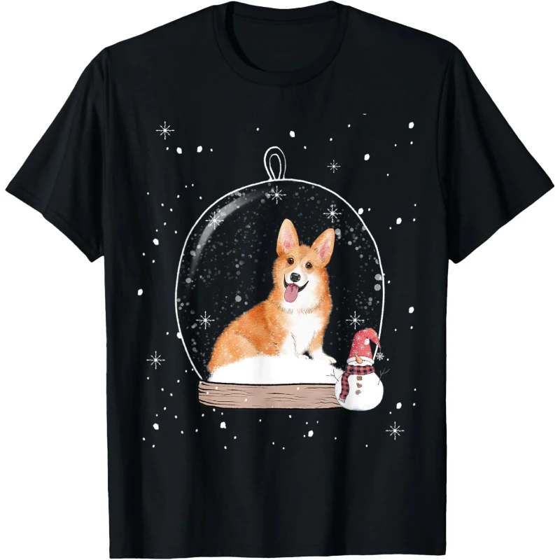 Christmas Corgi Dog Snow Globe Pajama Tee | Christmas Gift for Mom