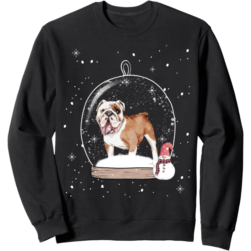 Christmas British Bulldog Dog Snow Globe Pyjamas Sweatshirt | Christmas Gift for Women