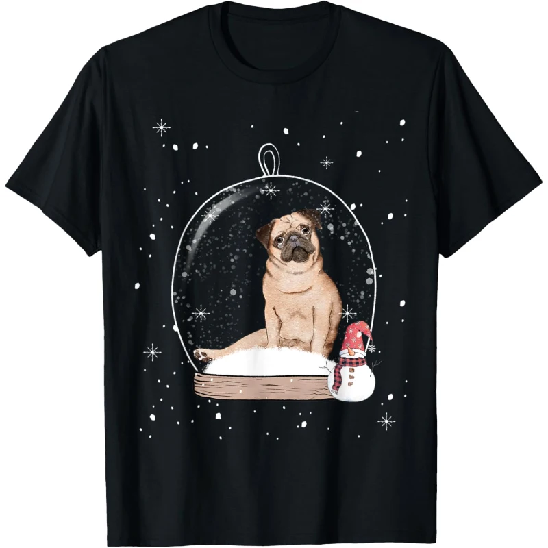 Christmas Pug Dog Snow Globe Pyjamas Tee | Christmas Gift for Mom