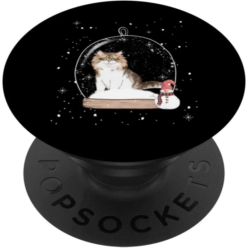 Christmas Siberian Cat Snow Globe Pyjamas PopSocket | Christmas Gift for Mom