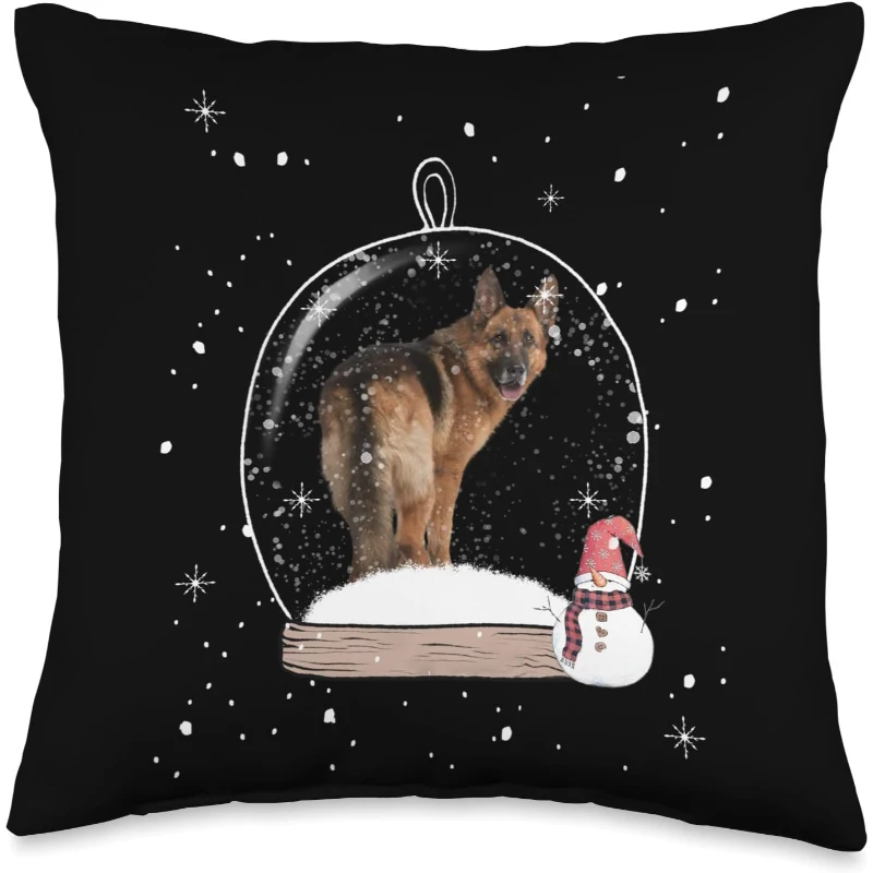 Christmas German Shepherd Dog Snow Globe Pajama Throw Pillow | Christmas Gift for Mom