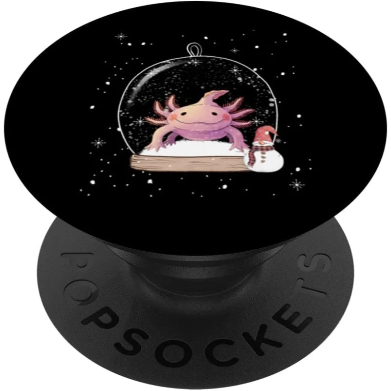 Christmas Axolotl Snow Globe Pajama PopSocket | Christmas Gift for Lovers