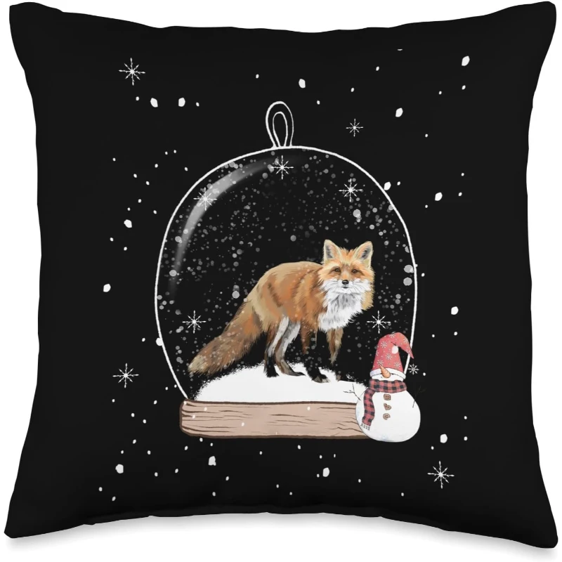 Christmas Fox Snow Globe Pajama Throw Pillow | Christmas Gift for Lovers