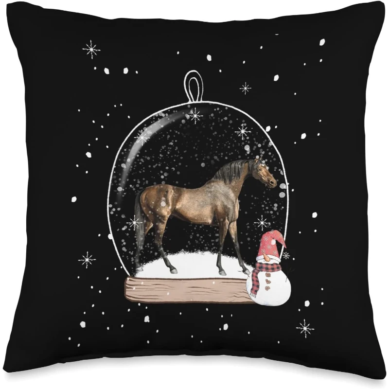 Christmas Horse Snow Globe Pajama Throw Pillow | Christmas Gift for Lovers