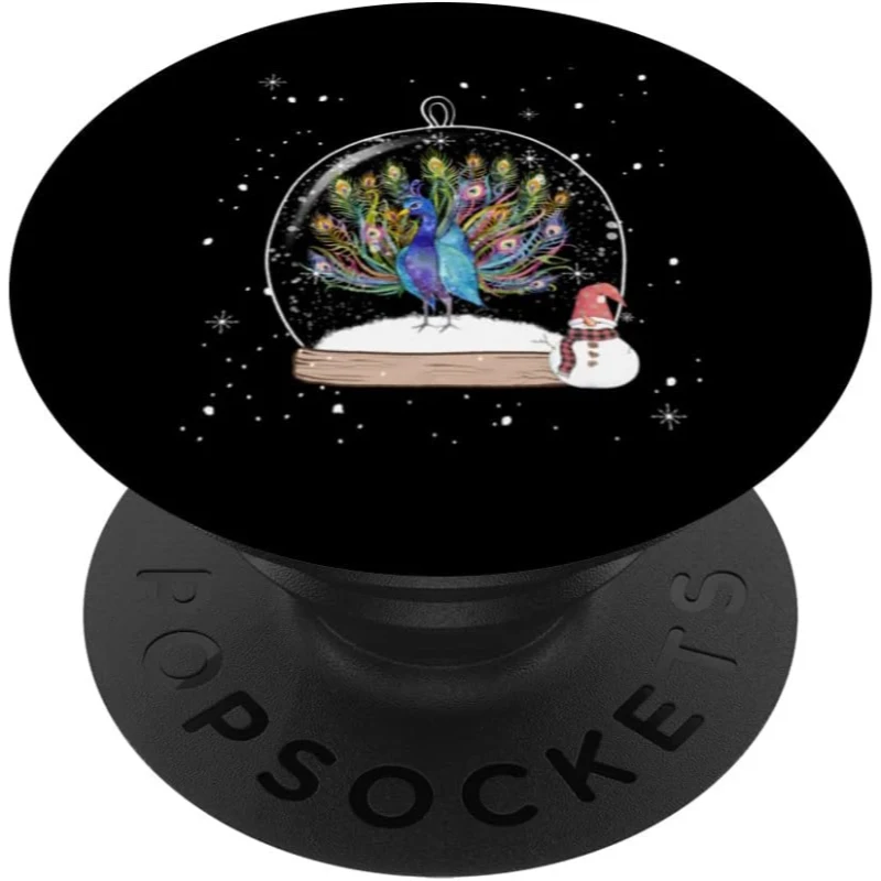 Christmas Peafowl Peacock Snow Globe Pajama PopSocket | Christmas Gift for Lovers