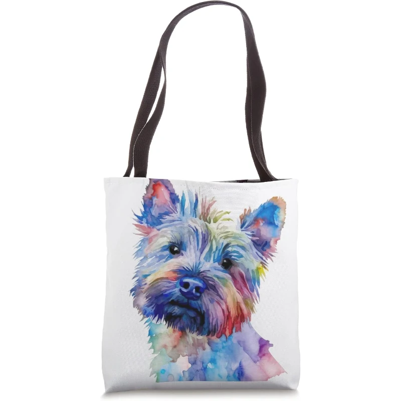Cairn Terrier Colorful Watercolor Dog Tote Bag Gift for Dad
