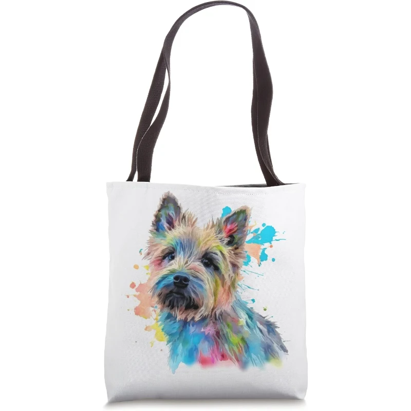 Cairn Terrier Colorful Watercolor Dog Tote Bag Gift for Dad