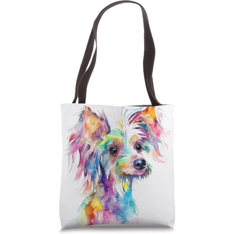 Chinese Crested Dog Colorful Watercolor Dog Tote Bag Gift for Dad