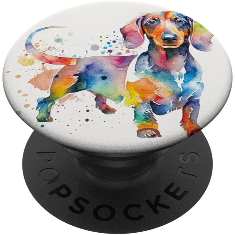 Dachshund Dog Colorful Watercolor Dog PopSocket Gift for Dad