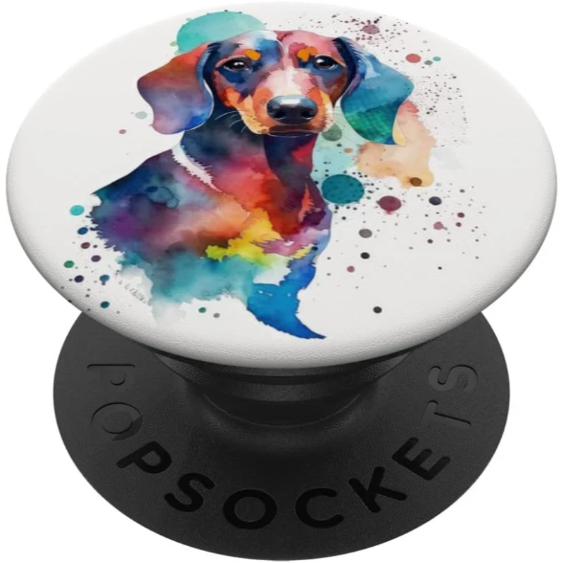Dachshund Dog Colorful Watercolor Dog PopSocket Gift for Dad