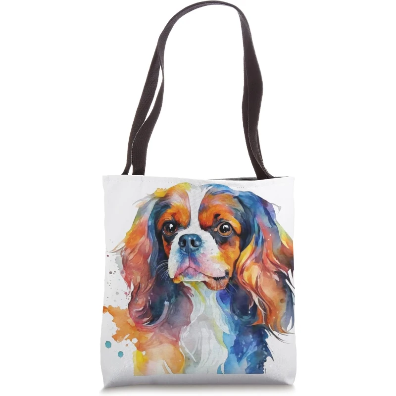 Cavalier King Charles Spaniel Dog Colorful Watercolor Dog Tote Bag Gift for Dad