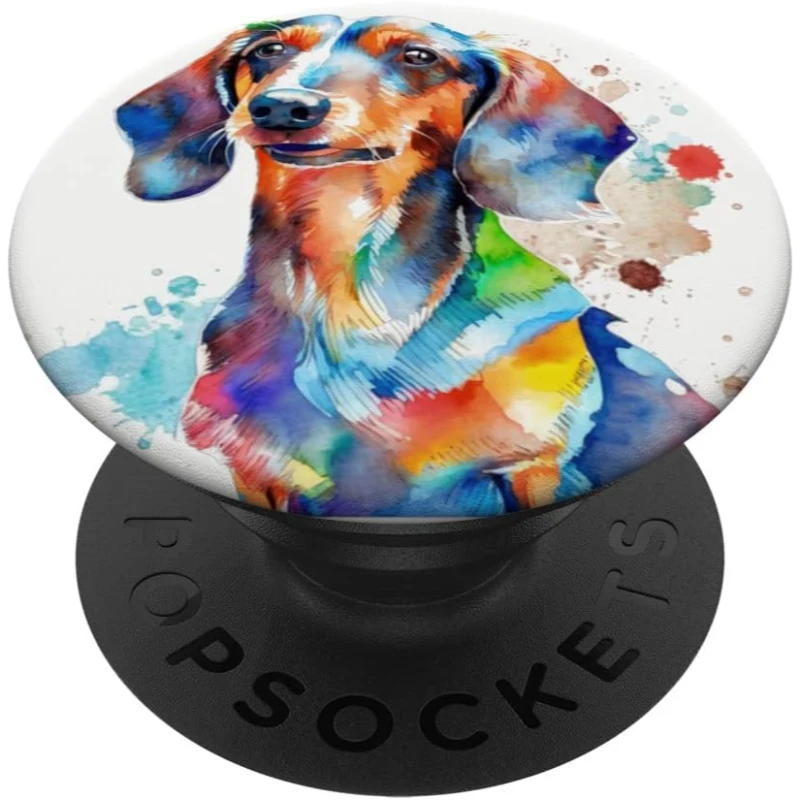 Dachshund Dog Colorful Watercolor Dog PopSocket Gift for Dad