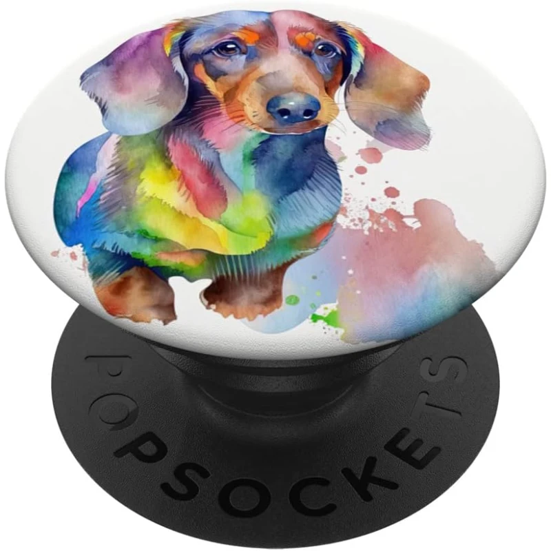 Dachshund Dog Colorful Watercolor Dog PopSocket Gift for Dad