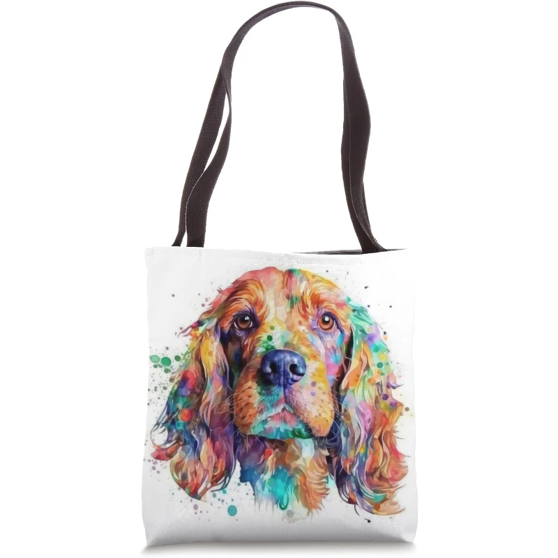 English Cocker Spaniel Dog Colorful Watercolor Dog Tote Bag Gift for Dad