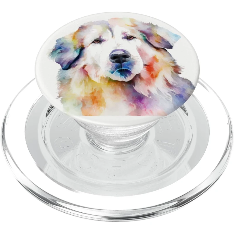 Great Pyrenees Dog Colorful Watercolor Dog PopSocket Gift for Dad