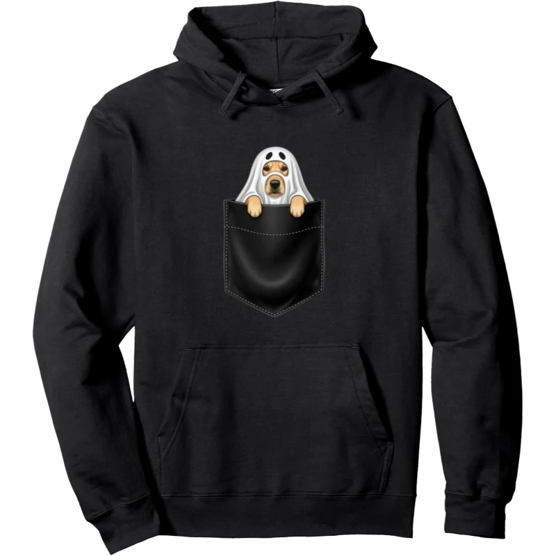 Funny Golden Retriever Pocket Ghost Costume Halloween Hoodie | Halloween Gift for Lovers