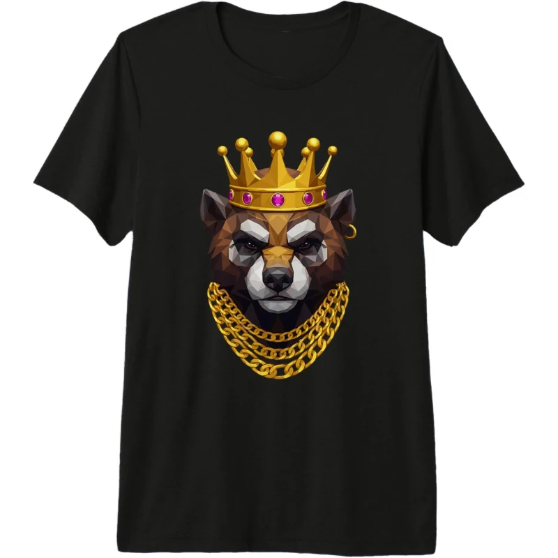 Wolverine Animal Gangster Golden Crown King Regal Art Gang Rap Style Show Premium Tee