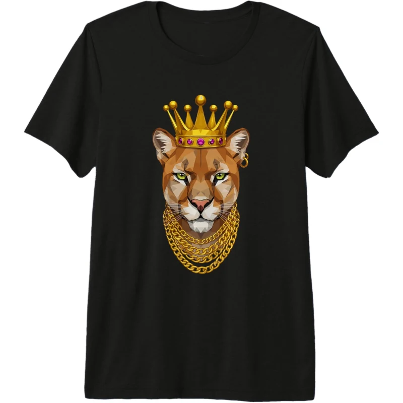 Puma Animal Gangster Golden Crown King Regal Art Gang Rap Style Show Premium Tee
