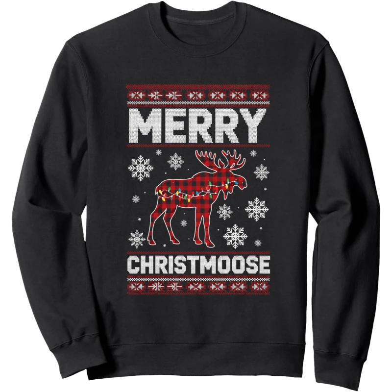 Merry Christmoose Plaid Moose Ugly Christmas Funny Sweatshirt Christmas Gift