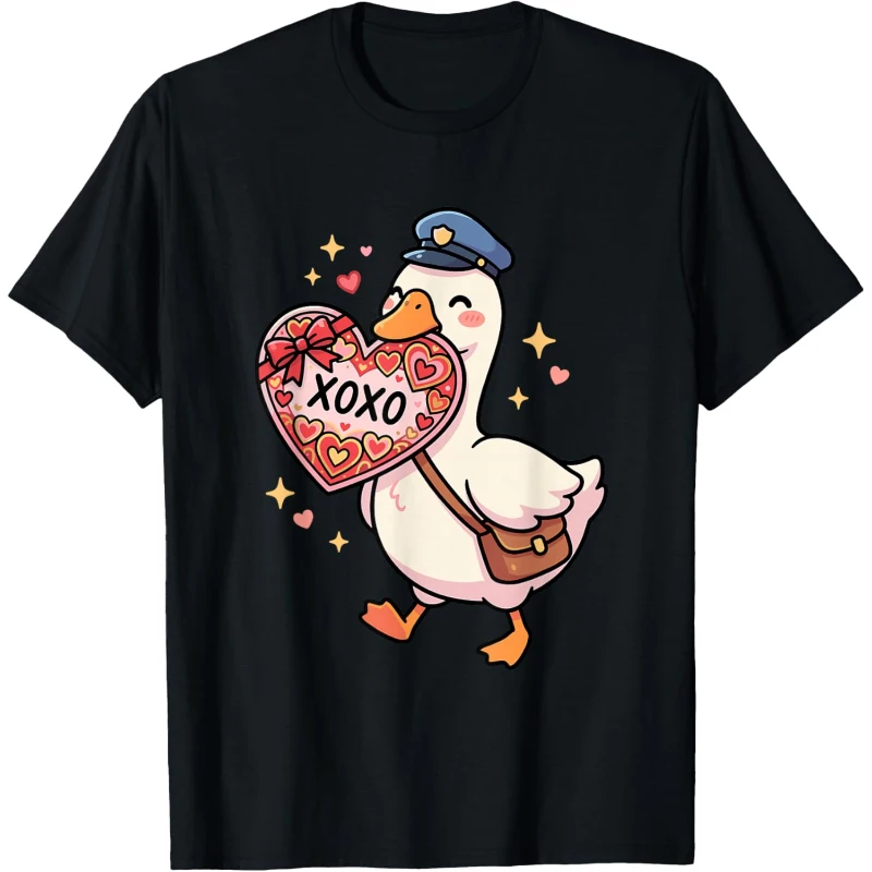 Cute Goose Mailman Valentine's Day XOXO Heart Love Tee Gift for Lovers